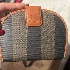 Fendi vintage Pequin striped canvas and leather wallet.